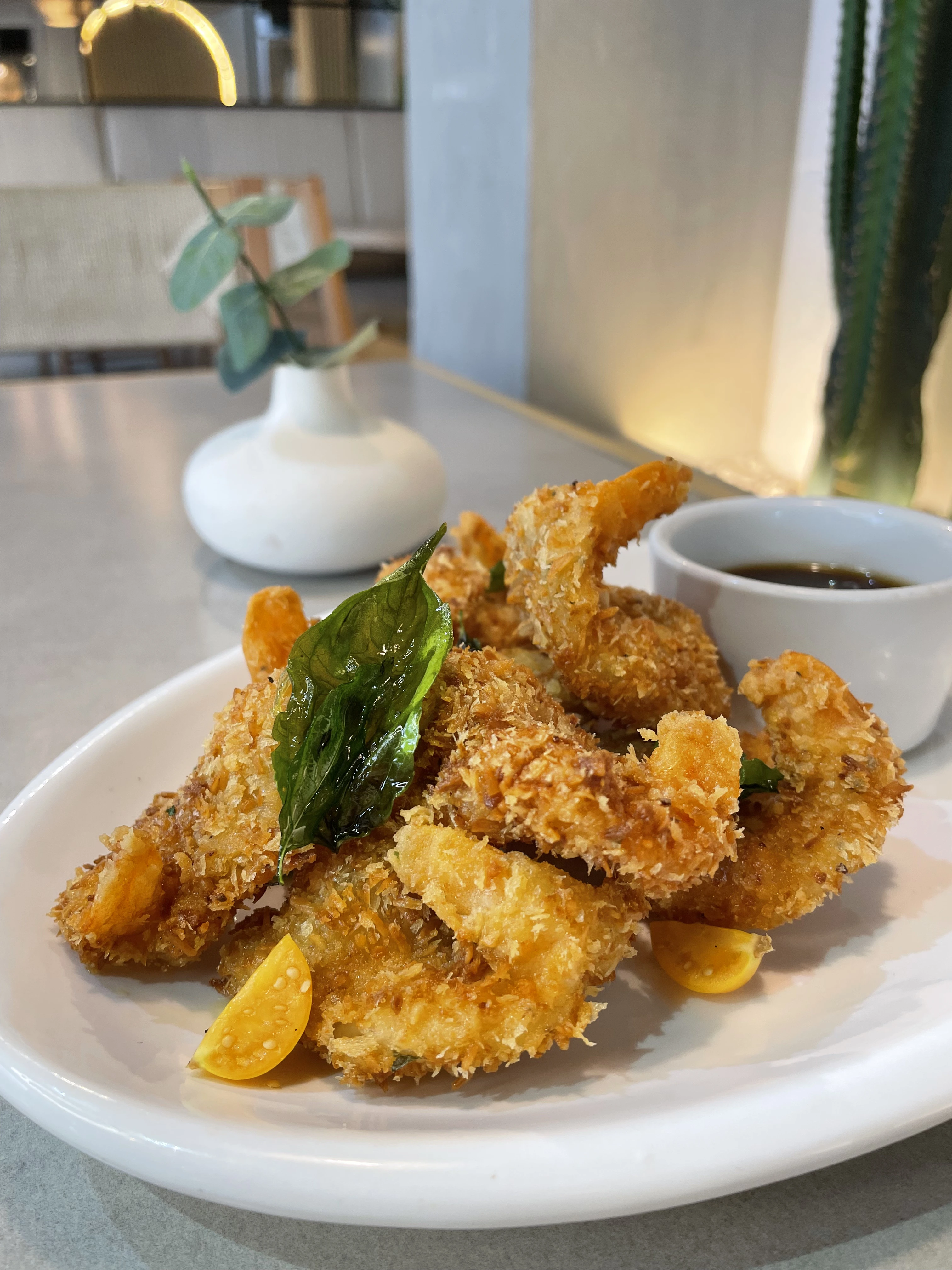 Coconut Breaded Shrimp at Zona K Atelier, restaurant in Jaco, Costa Rica