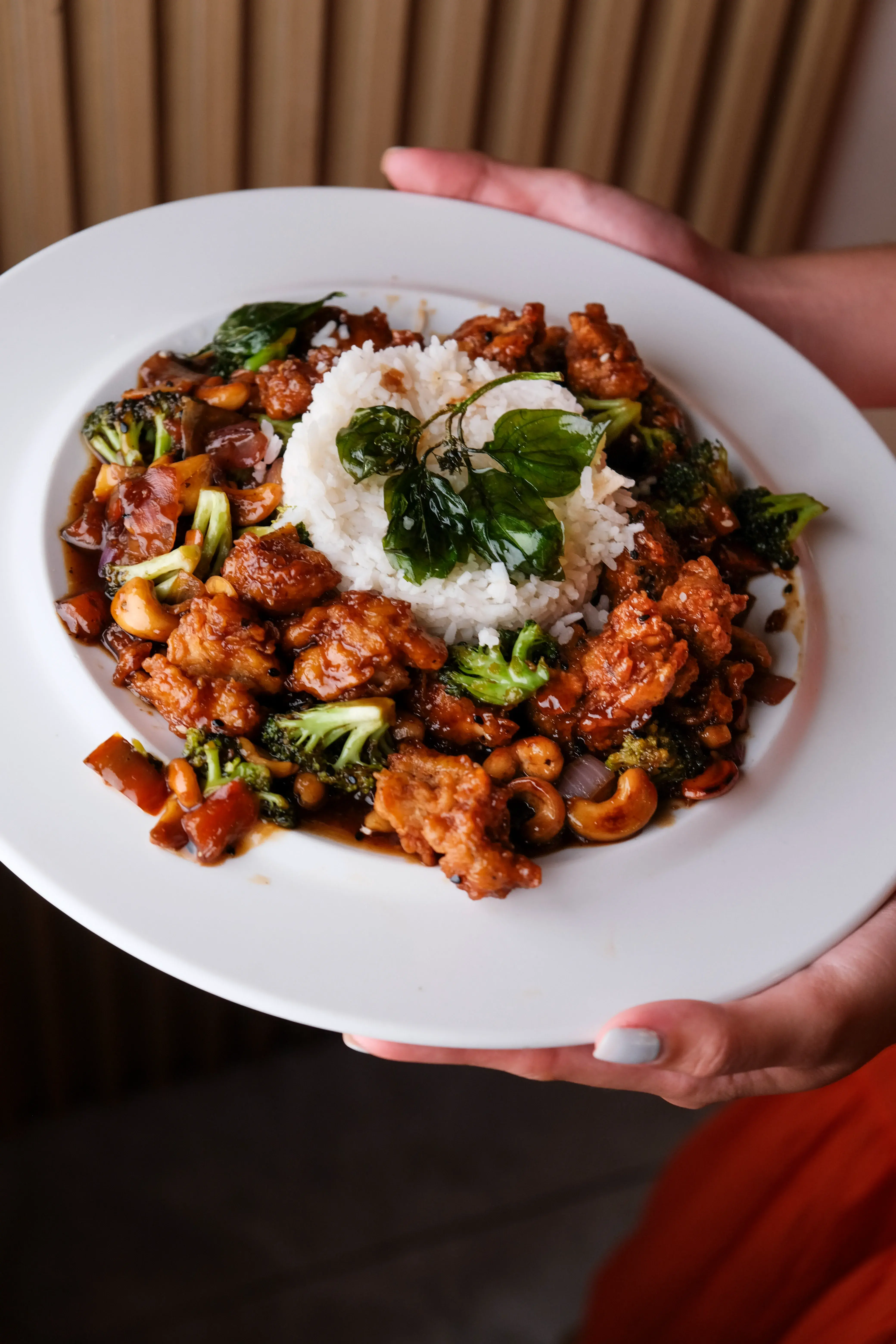 Cashew Chicken at Zona K Atelier, restaurant in Jaco, Costa Rica