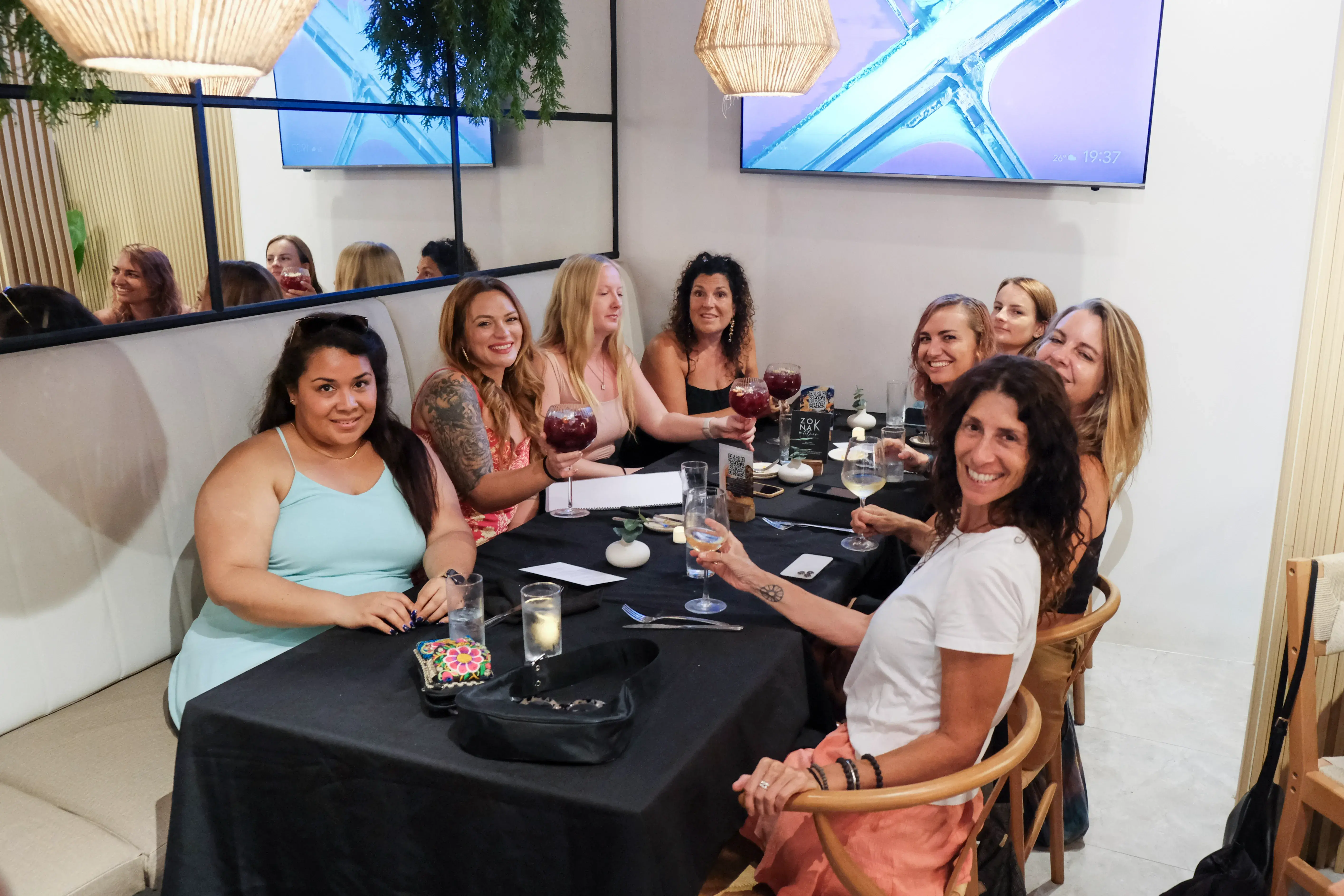 Drinks with friends at Zona K Atelier, restaurant in Jaco, Costa Rica